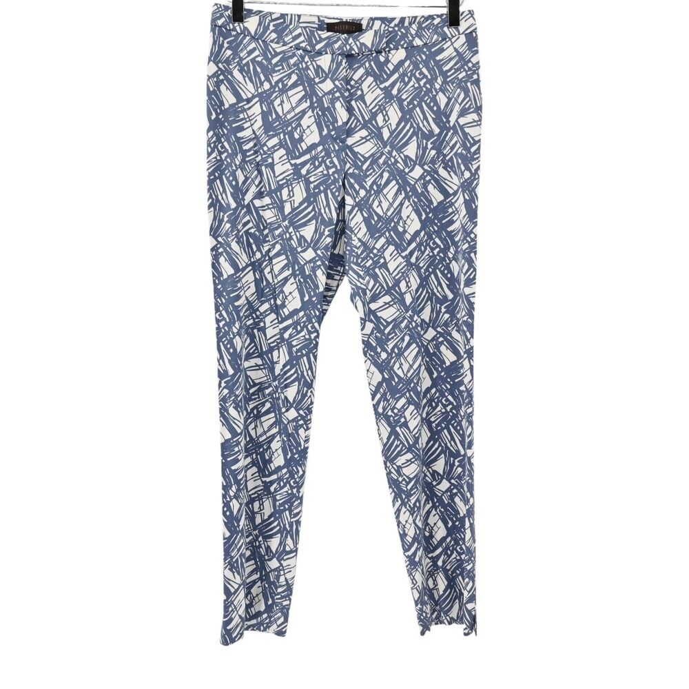 PESERICO Pants Womens Size 42 Blue White Abstract Printed Skinny Leg Stretch‎